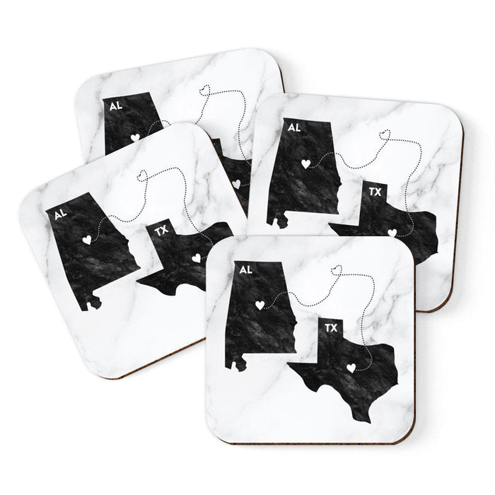 Square Coffee Drink Coasters Texas Long Distance Gift-Set of 4-Andaz Press-Alabama-
