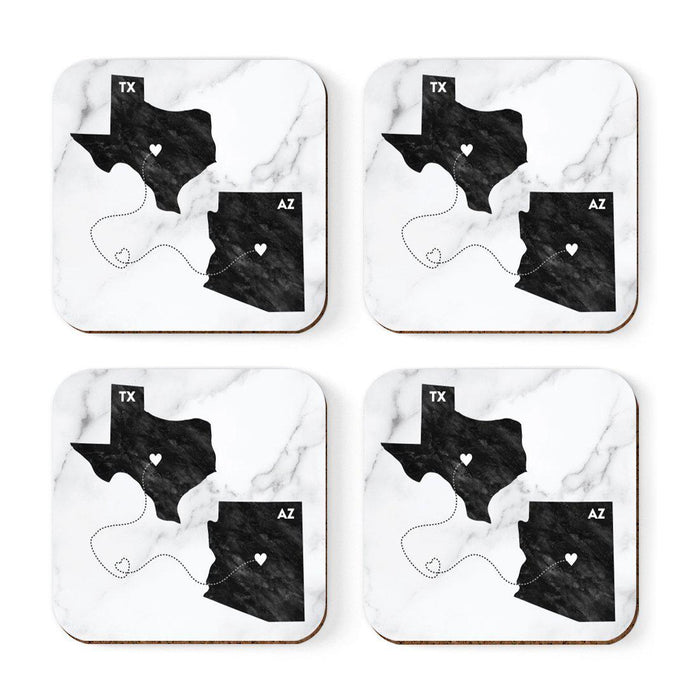 Square Coffee Drink Coasters Texas Long Distance Gift-Set of 4-Andaz Press-Arizona-