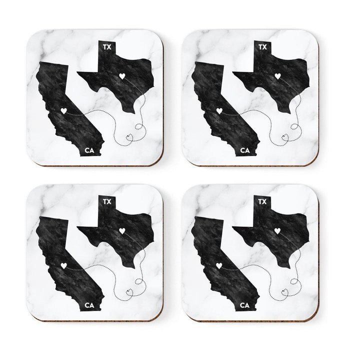 Square Coffee Drink Coasters Texas Long Distance Gift-Set of 4-Andaz Press-California-