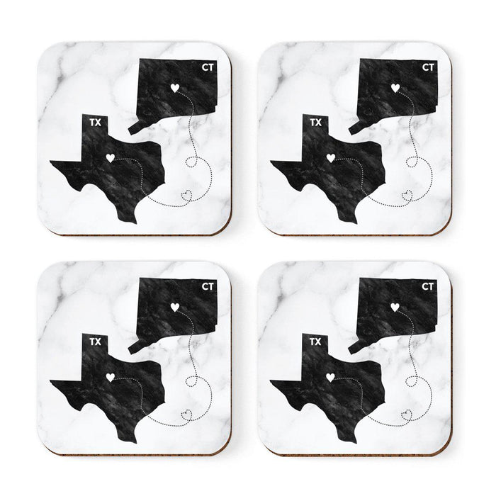 Square Coffee Drink Coasters Texas Long Distance Gift-Set of 4-Andaz Press-Connecticut-