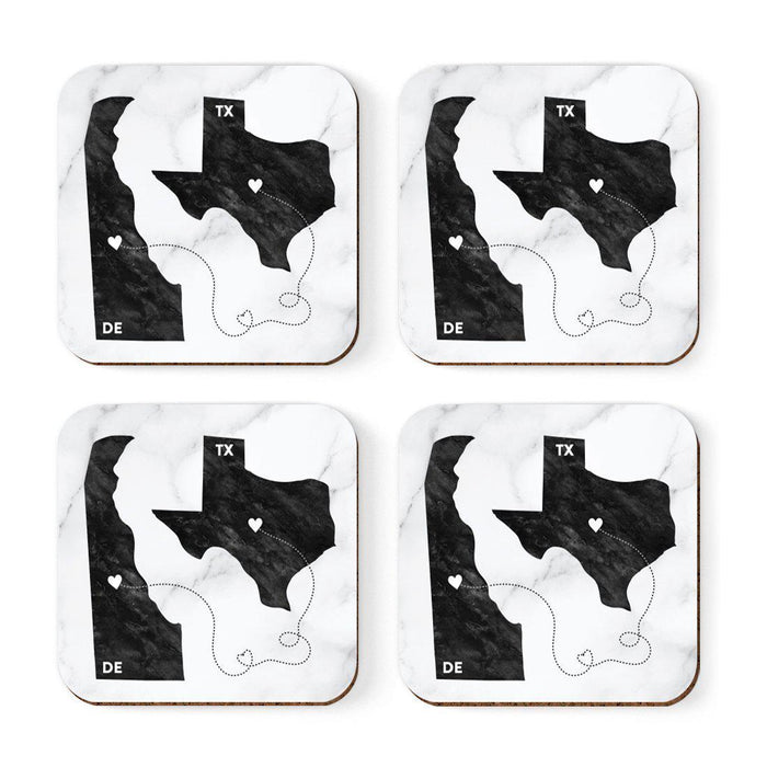 Square Coffee Drink Coasters Texas Long Distance Gift-Set of 4-Andaz Press-Delaware-