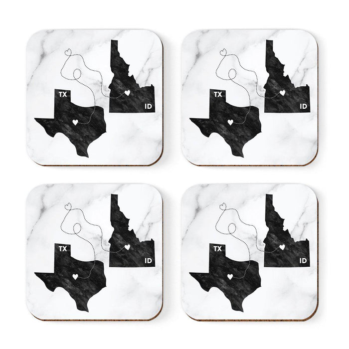 Square Coffee Drink Coasters Texas Long Distance Gift-Set of 4-Andaz Press-Idaho-