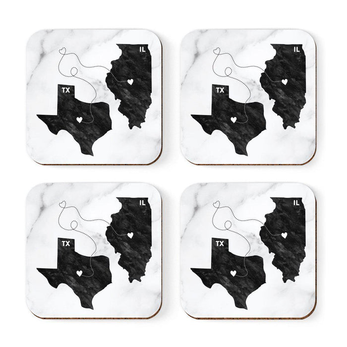 Square Coffee Drink Coasters Texas Long Distance Gift-Set of 4-Andaz Press-Illinois-