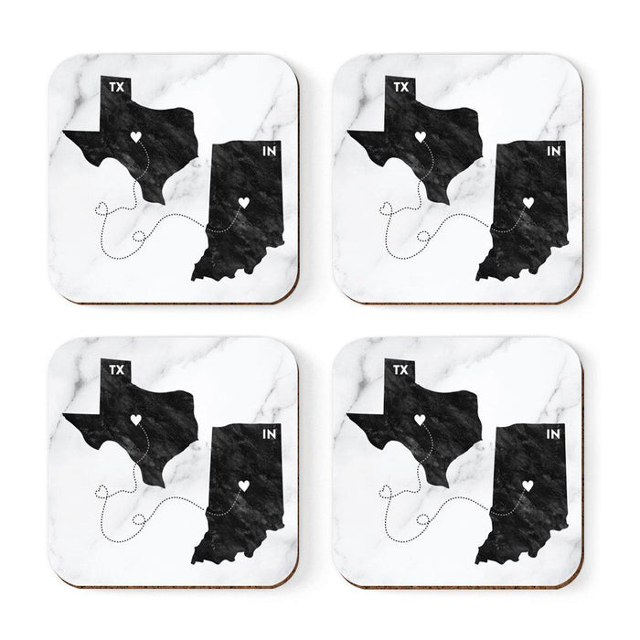 Square Coffee Drink Coasters Texas Long Distance Gift-Set of 4-Andaz Press-Indiana-