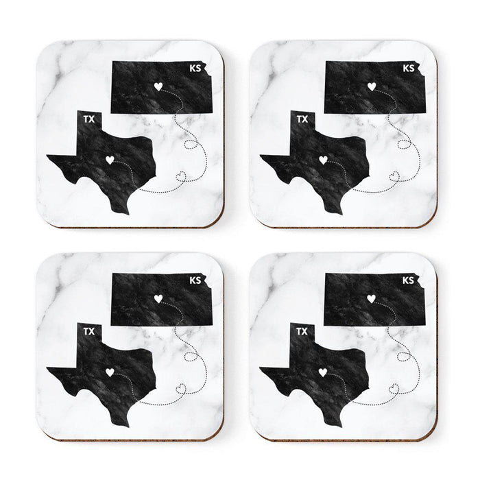 Square Coffee Drink Coasters Texas Long Distance Gift-Set of 4-Andaz Press-Kansas-