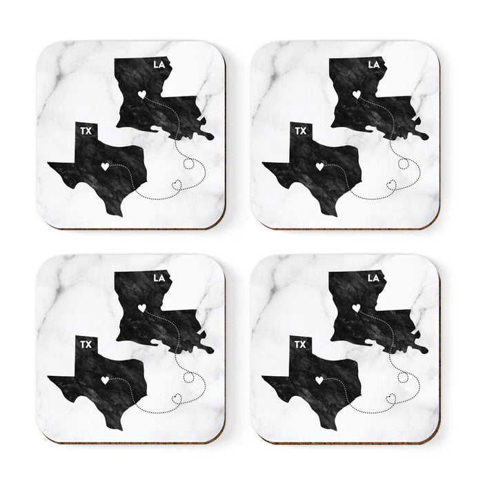 Square Coffee Drink Coasters Texas Long Distance Gift-Set of 4-Andaz Press-Louisiana-