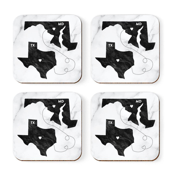 Square Coffee Drink Coasters Texas Long Distance Gift-Set of 4-Andaz Press-Maryland-