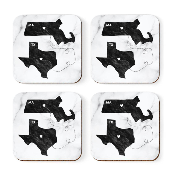 Square Coffee Drink Coasters Texas Long Distance Gift-Set of 4-Andaz Press-Massachusetts-