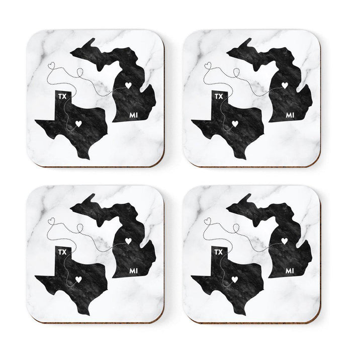 Square Coffee Drink Coasters Texas Long Distance Gift-Set of 4-Andaz Press-Michigan-