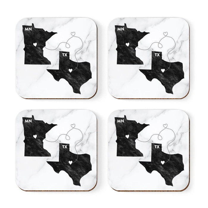 Square Coffee Drink Coasters Texas Long Distance Gift-Set of 4-Andaz Press-Minnesota-