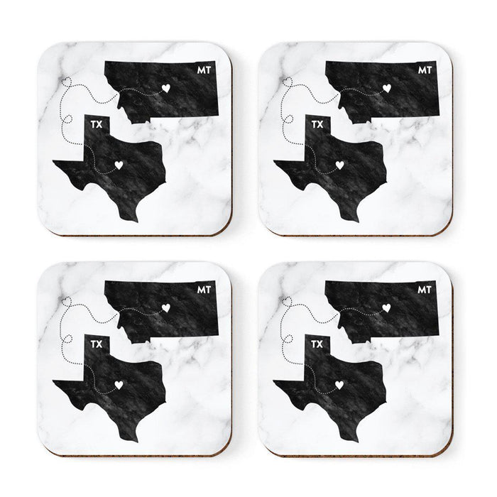 Square Coffee Drink Coasters Texas Long Distance Gift-Set of 4-Andaz Press-Montana-