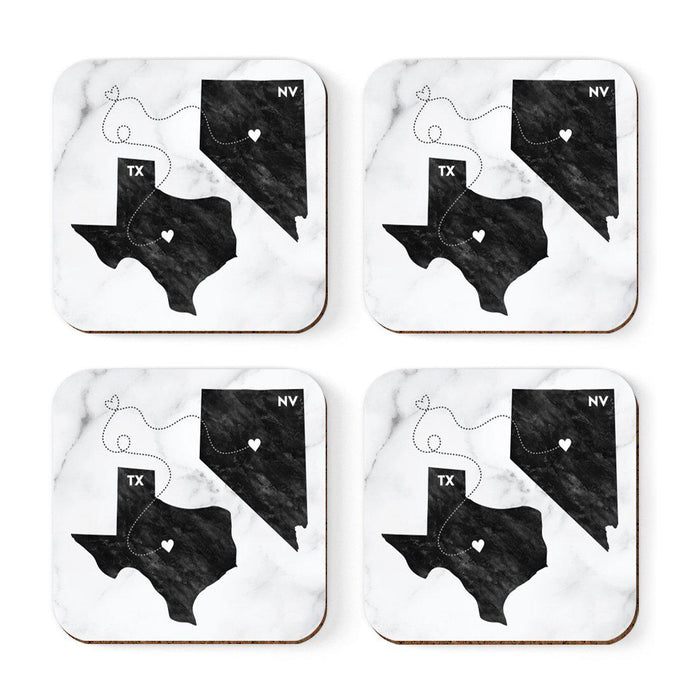 Square Coffee Drink Coasters Texas Long Distance Gift-Set of 4-Andaz Press-Nevada-