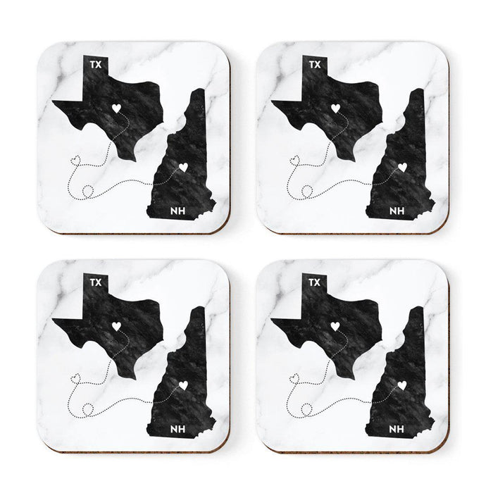 Square Coffee Drink Coasters Texas Long Distance Gift-Set of 4-Andaz Press-New Hampshire-