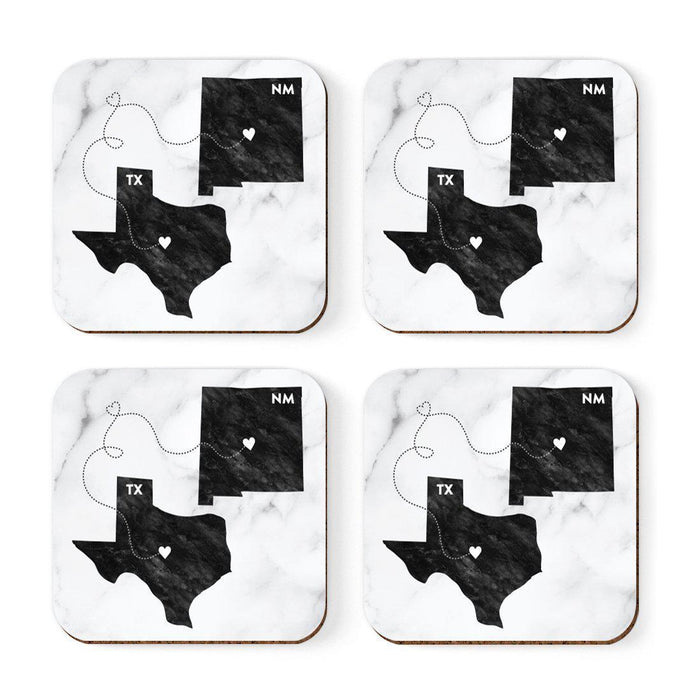 Square Coffee Drink Coasters Texas Long Distance Gift-Set of 4-Andaz Press-New Mexico-