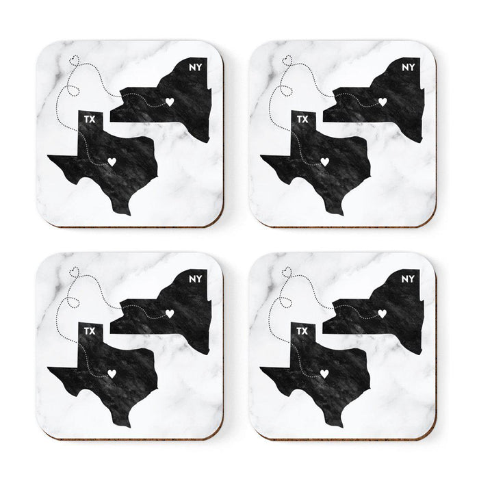 Square Coffee Drink Coasters Texas Long Distance Gift-Set of 4-Andaz Press-New York-