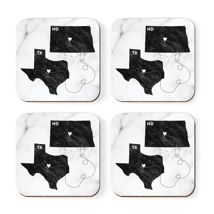 Square Coffee Drink Coasters Texas Long Distance Gift-Set of 4-Andaz Press-North Dakota-