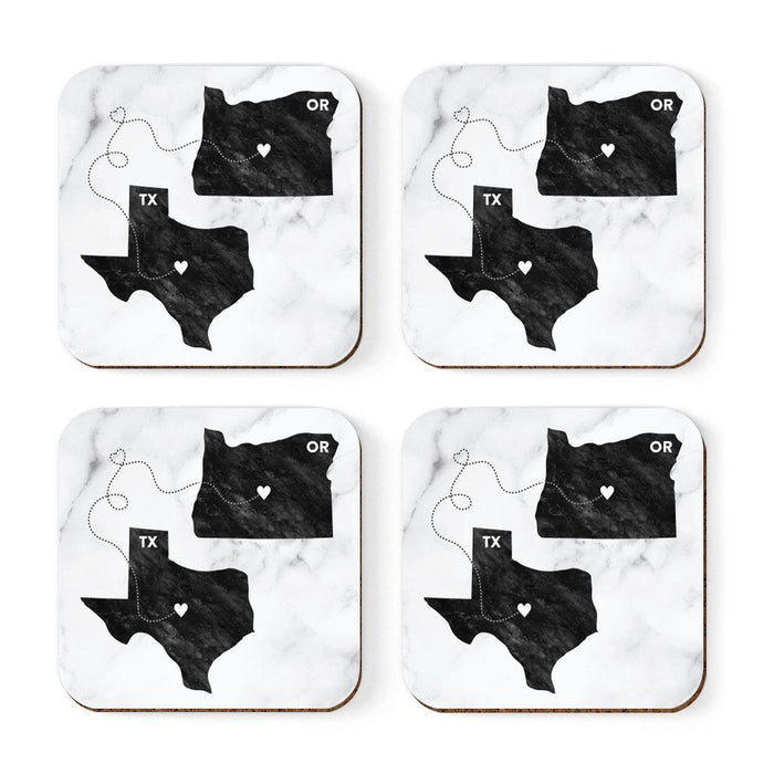 Square Coffee Drink Coasters Texas Long Distance Gift-Set of 4-Andaz Press-Oregon-