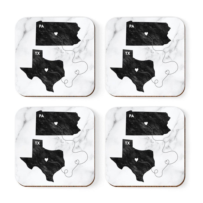 Square Coffee Drink Coasters Texas Long Distance Gift-Set of 4-Andaz Press-Pennsylvania-