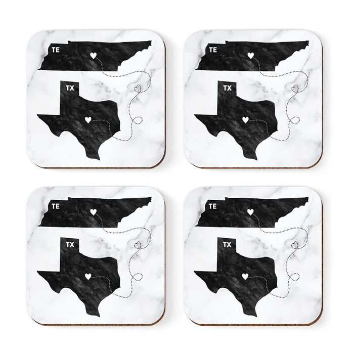 Square Coffee Drink Coasters Texas Long Distance Gift-Set of 4-Andaz Press-Tennessee-