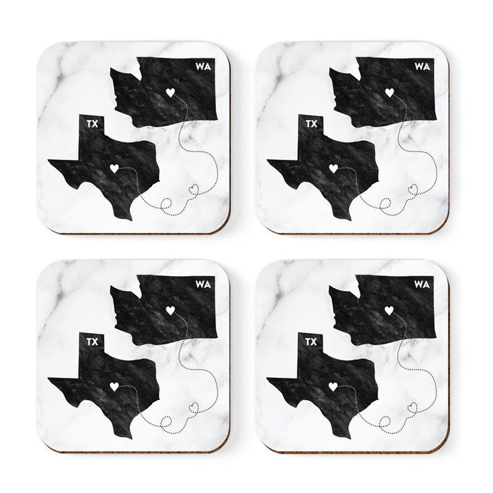 Square Coffee Drink Coasters Texas Long Distance Gift-Set of 4-Andaz Press-Washington-