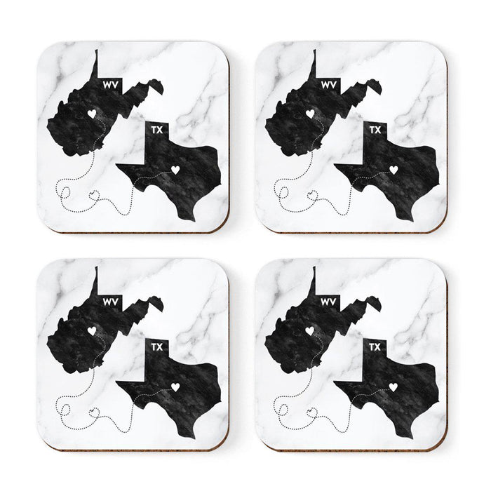Square Coffee Drink Coasters Texas Long Distance Gift-Set of 4-Andaz Press-West Virginia-