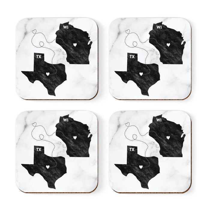 Square Coffee Drink Coasters Texas Long Distance Gift-Set of 4-Andaz Press-Wisconsin-