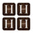 Square Coffee Drink Monogram Coasters Gift Set, Dark Brown Rustic Wood-Set of 4-Andaz Press-A-