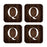 Square Coffee Drink Monogram Coasters Gift Set, Dark Brown Rustic Wood-Set of 4-Andaz Press-A-