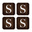 Square Coffee Drink Monogram Coasters Gift Set, Dark Brown Rustic Wood-Set of 4-Andaz Press-A-