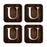 Square Coffee Drink Monogram Coasters Gift Set, Dark Brown Rustic Wood-Set of 4-Andaz Press-A-