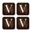 Square Coffee Drink Monogram Coasters Gift Set, Dark Brown Rustic Wood-Set of 4-Andaz Press-A-