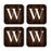 Square Coffee Drink Monogram Coasters Gift Set, Dark Brown Rustic Wood-Set of 4-Andaz Press-A-