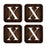 Square Coffee Drink Monogram Coasters Gift Set, Dark Brown Rustic Wood-Set of 4-Andaz Press-A-