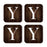 Square Coffee Drink Monogram Coasters Gift Set, Dark Brown Rustic Wood-Set of 4-Andaz Press-A-