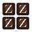 Square Coffee Drink Monogram Coasters Gift Set, Dark Brown Rustic Wood-Set of 4-Andaz Press-A-