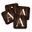 Square Coffee Drink Monogram Coasters Gift Set, Dark Brown Rustic Wood-Set of 4-Andaz Press-A-