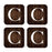 Square Coffee Drink Monogram Coasters Gift Set, Dark Brown Rustic Wood-Set of 4-Andaz Press-A-