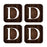 Square Coffee Drink Monogram Coasters Gift Set, Dark Brown Rustic Wood-Set of 4-Andaz Press-A-