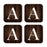 Square Coffee Drink Monogram Coasters Gift Set, Dark Brown Rustic Wood-Set of 4-Andaz Press-A-