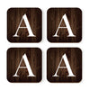 Square Coffee Drink Monogram Coasters Gift Set, Dark Brown Rustic Wood-Set of 4-Andaz Press-A-