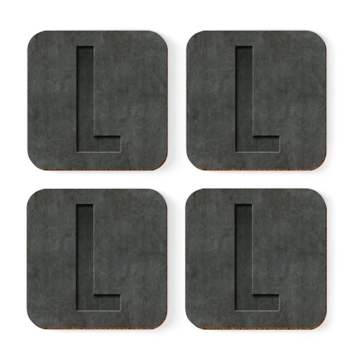 Square Coffee Drink Monogram Coasters Gift Set, Faux Concrete-Set of 4-Andaz Press-A-