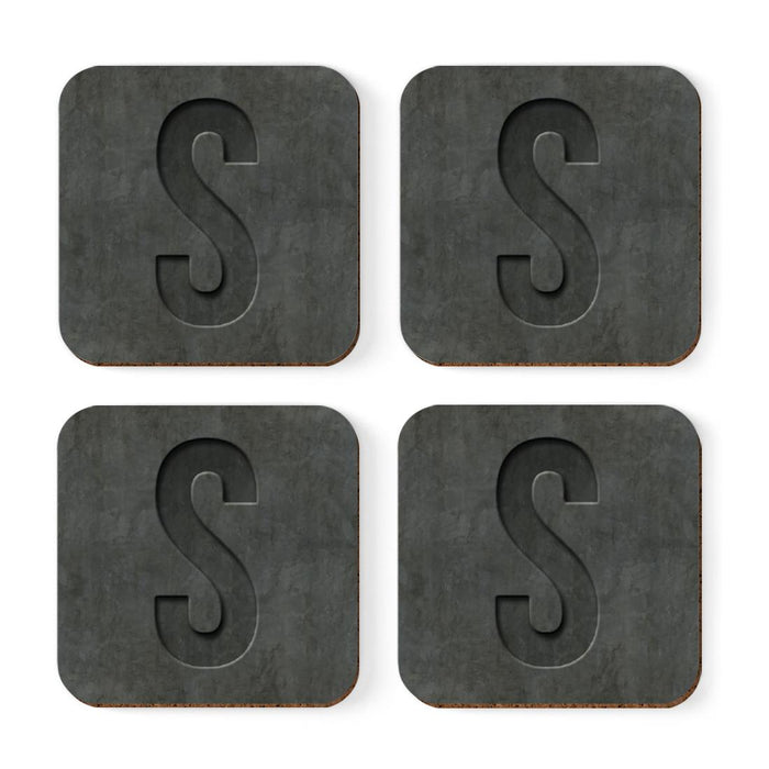 Square Coffee Drink Monogram Coasters Gift Set, Faux Concrete-Set of 4-Andaz Press-A-