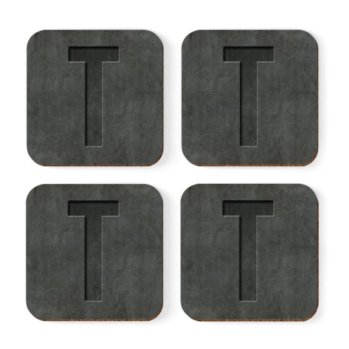 Square Coffee Drink Monogram Coasters Gift Set, Faux Concrete-Set of 4-Andaz Press-A-