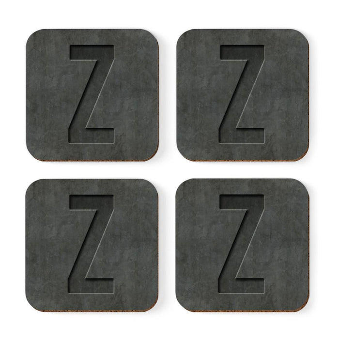Square Coffee Drink Monogram Coasters Gift Set, Faux Concrete-Set of 4-Andaz Press-A-