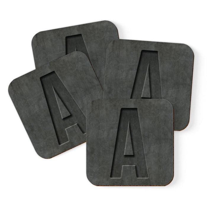 Square Coffee Drink Monogram Coasters Gift Set, Faux Concrete-Set of 4-Andaz Press-A-
