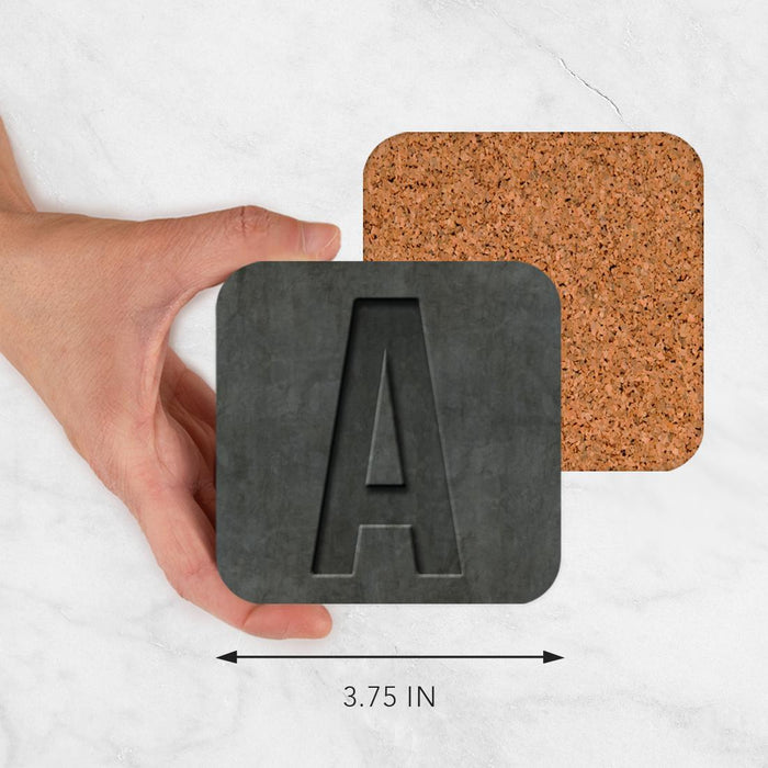 Square Coffee Drink Monogram Coasters Gift Set, Faux Concrete-Set of 4-Andaz Press-A-