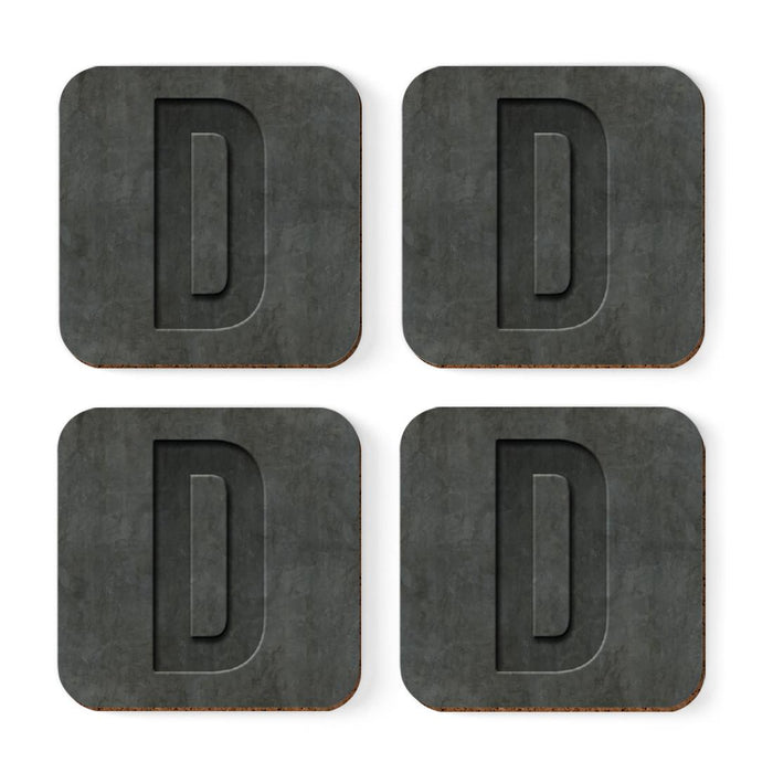 Square Coffee Drink Monogram Coasters Gift Set, Faux Concrete-Set of 4-Andaz Press-A-