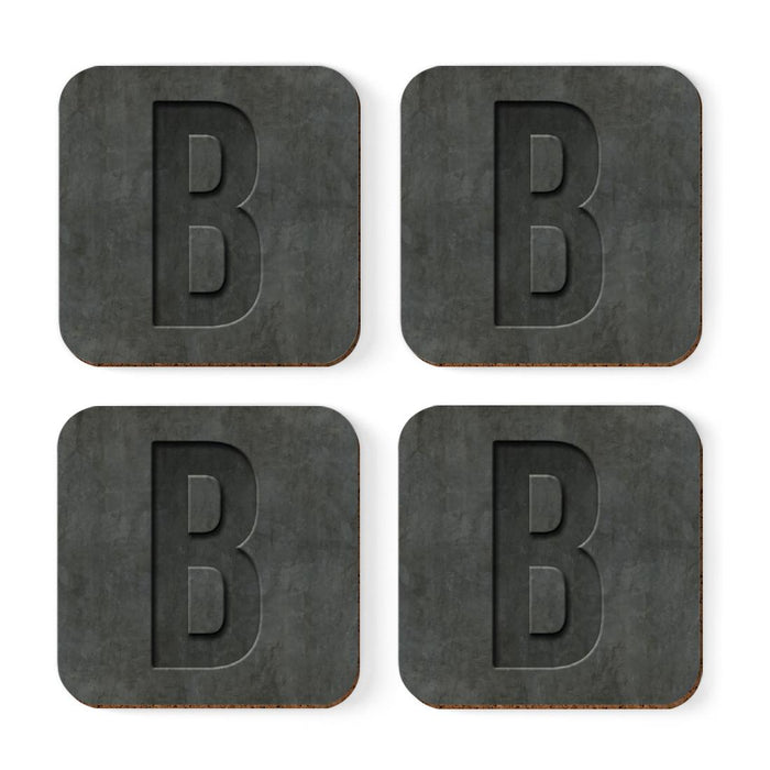 Square Coffee Drink Monogram Coasters Gift Set, Faux Concrete-Set of 4-Andaz Press-B-