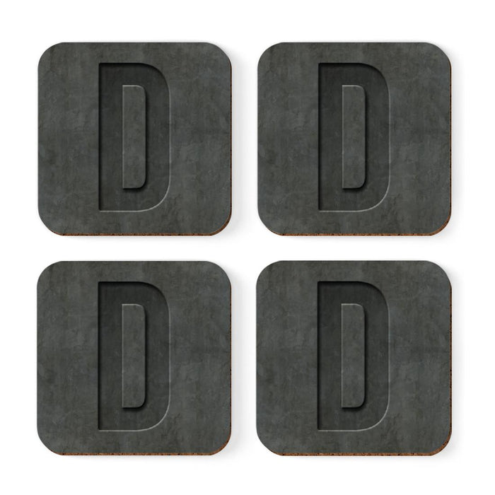 Square Coffee Drink Monogram Coasters Gift Set, Faux Concrete-Set of 4-Andaz Press-D-