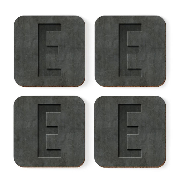 Square Coffee Drink Monogram Coasters Gift Set, Faux Concrete-Set of 4-Andaz Press-E-